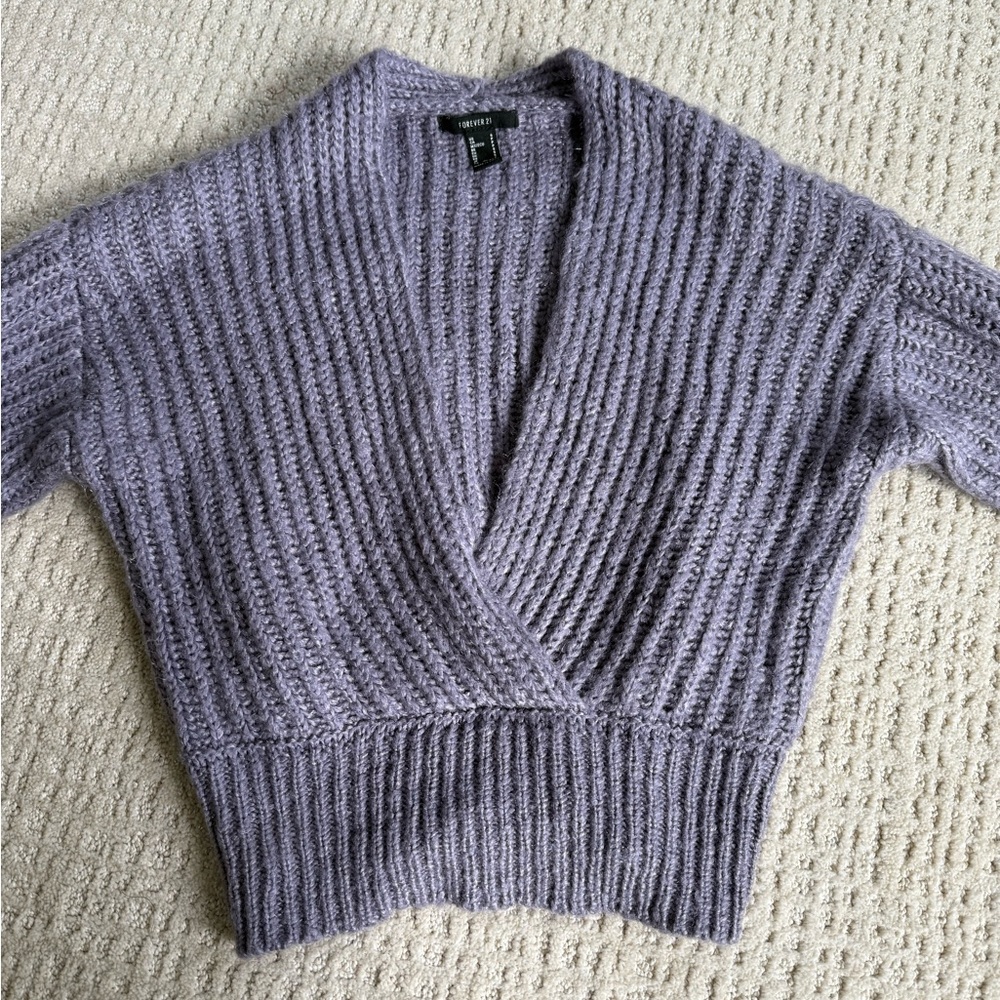 Forever 21 Purple Deep V-Neck Sweater